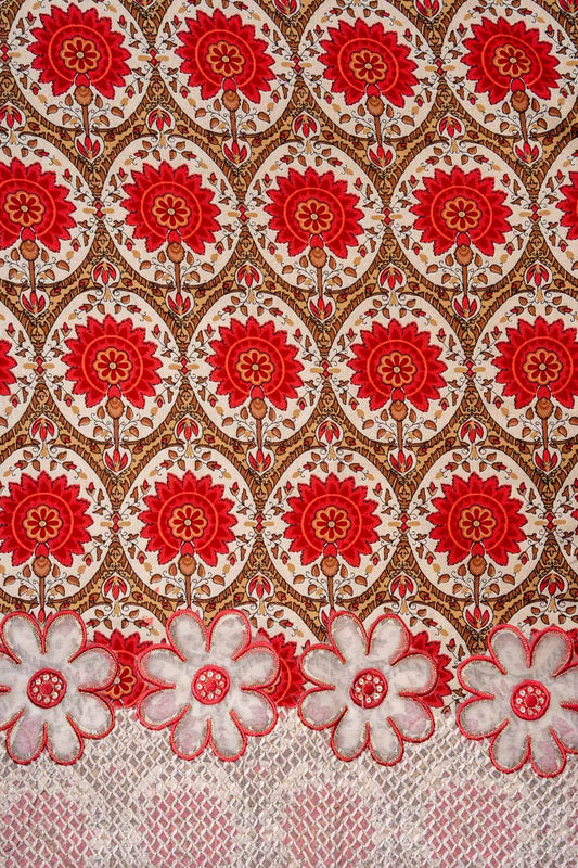 Tussar Rust Pashmina Unstitched Salwar Suit With Cotton Dupatta