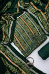 Bottle Green Pashmina Unstitched Salwar Suit With Pashmina Dupatta