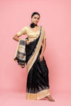 Black Dola Silk Saree With Unstitched Blouse