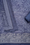 Matelic Grey Pashmina Unstitched Salwar Suit With Pashmina Dupatta