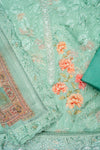 Sea Green Georgette Unstitched Suit With Chiffon Dupatta