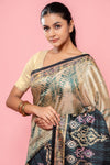 Black Cotton Silk Saree With Unstitched Blouse