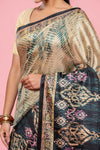 Black Cotton Silk Saree With Unstitched Blouse