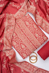 Gajari Pashmina Unstitched Salwar Suit With Pashmina Dupatta