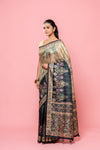 Black Cotton Silk Saree With Unstitched Blouse