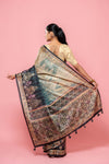 Black Cotton Silk Saree With Unstitched Blouse