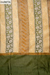 Tussar Mehendi Cotton Unstitched Salwar Suit With Cotton Dupatta