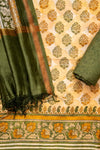 Tussar Mehendi Cotton Unstitched Salwar Suit With Cotton Dupatta