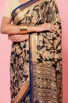 Black Georgette Printed Saree With Unstitched Blouse