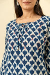 Midnight Blue Digital Printed Cotton Readymade Long Kurta