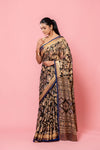 Black Georgette Printed Saree With Unstitched Blouse