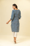 Midnight Blue Digital Printed Cotton Readymade Long Kurta