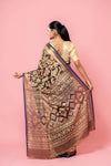 Black Georgette Printed Saree With Unstitched Blouse