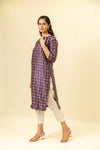 Wine Digital Printed Cotton Readymade Long Kurta