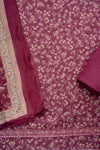Mauve Pashmina Unstitched Salwar Suit With Cotton Dupatta