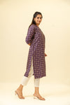 Wine Digital Printed Cotton Readymade Long Kurta