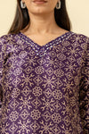 Wine Digital Printed Cotton Readymade Long Kurta