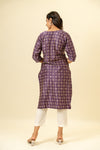 Wine Digital Printed Cotton Readymade Long Kurta