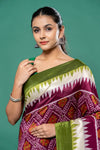 Magenta Silk Printed Saree With Unstitched Blouse