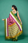 Magenta Silk Printed Saree With Unstitched Blouse