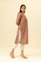 Rani Floral Printed Cotton Long Kurta