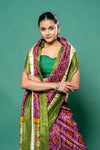 Magenta Silk Printed Saree With Unstitched Blouse