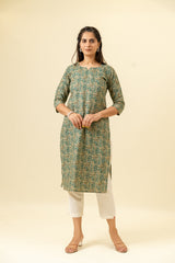 Rama Floral Printed Cotton Long Kurta