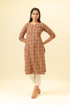 Maroon Floral Printed Cotton Readymade Long Kurta