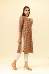 Maroon Floral Printed Cotton Readymade Long Kurta