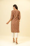 Maroon Floral Printed Cotton Readymade Long Kurta