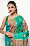 Rama South Silk Saree With Unstitched Blouse