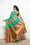 Rama South Silk Saree With Unstitched Blouse