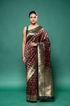 Garnet Banarasi Silk Saree With Unstitched Blouse