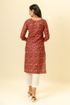 Maroon Digital Printed Cotton Readymade Long Kurta