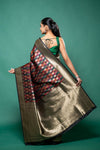Garnet Banarasi Silk Saree With Unstitched Blouse
