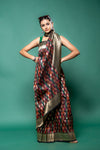 Garnet Banarasi Silk Saree With Unstitched Blouse