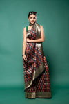 Garnet Banarasi Silk Saree With Unstitched Blouse