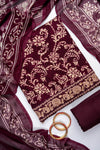Garnet Pashmina Unstitched Salwar Suit With Cotton Dupatta