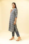 Midnight Blue Digital Printed Cotton Readymade Suit With Pant