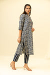 Midnight Blue Digital Printed Cotton Readymade Suit With Pant