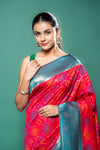 Rani Rama South Silk Patola Printed Saree With Unstitched Blouse