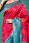 Rani Rama South Silk Patola Printed Saree With Unstitched Blouse