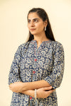 Midnight Blue Digital Printed Cotton Readymade Suit With Pant