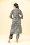 Midnight Blue Digital Printed Cotton Readymade Suit With Pant