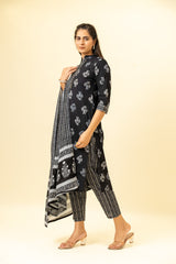 Black Cotton Kurti And Pant With Cotton Dupatta