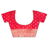 Coral Chinon Zari Border Saree With Unstitched Blouse