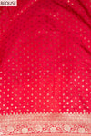 Coral Chinon Zari Border Saree With Unstitched Blouse