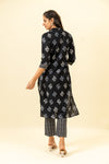 Black Cotton Readymade Suit And Pant With Cotton Dupatta