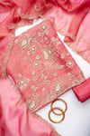 Gajari Organza Unstitched Salwar Suit With Organza Dupatta