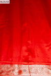 Red Banarasi Silk Saree With Unstitched Blouse